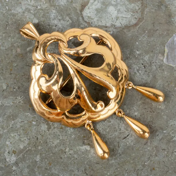 HÄNGE, 18k guld, med broschnål
