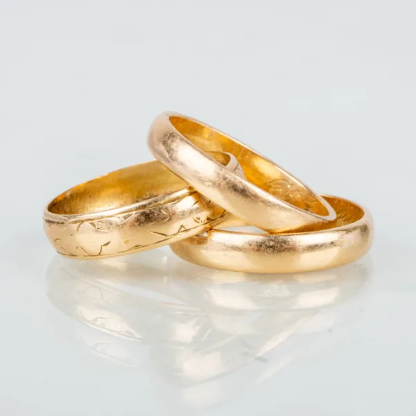 RINGAR, 3 st, 18k guld, svenska stämplar