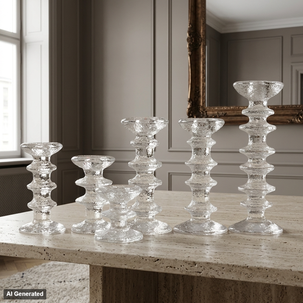TIMO SARPANEVA, 6 st, ljusstakar, glas, "Festivo", Iittala, Finland