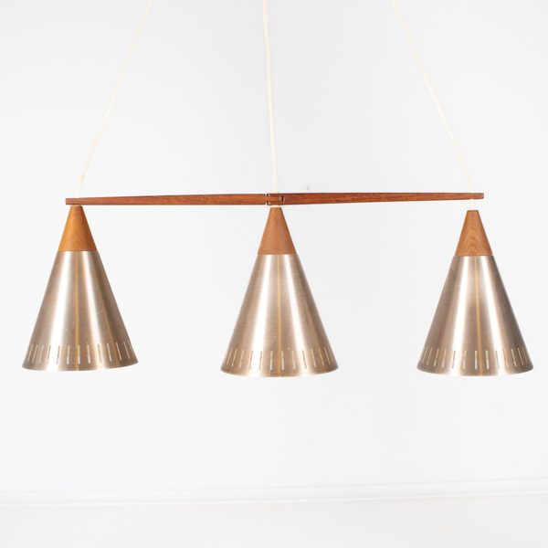 TAKLAMPA, teak och aluminium, 1950-/60-tal