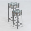 PIEDESTALER, 2 st, metall och glas, 2000-tal