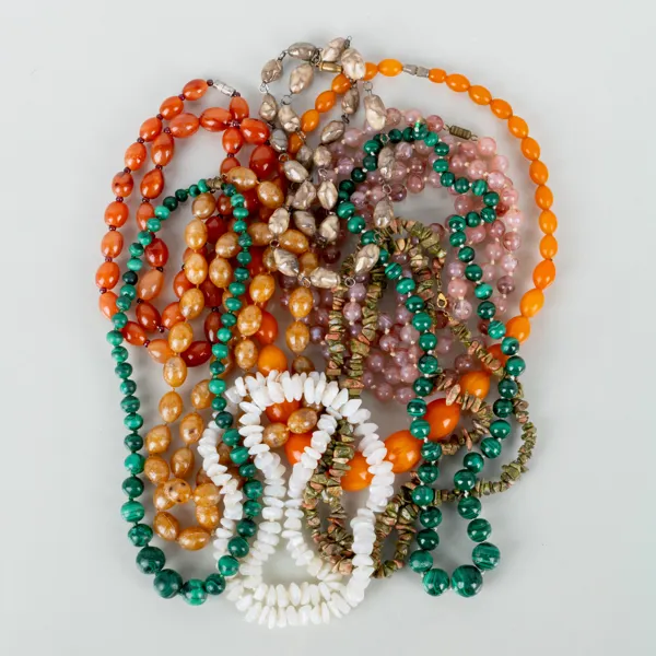 COLLIER, 9 st, bla malakit, 1900-talets mitt