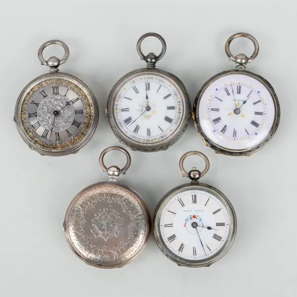 FICKUR, 5 st, spindelur, silver, 1800-/1900-tal