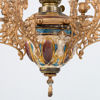 HÄNGFOTOGENLAMPA, bronserat gjutgods och majolika, 1800-talets andra hälft