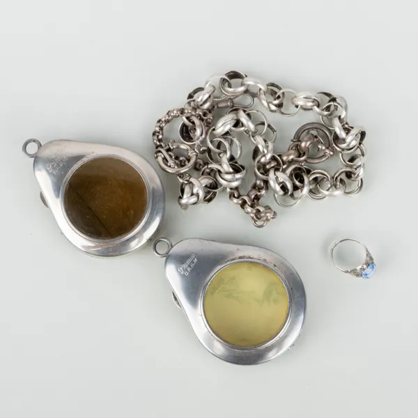 RING, KLOCKKEDJOR SAMT FICKURSFODRAL, 5 del, 1900-tal