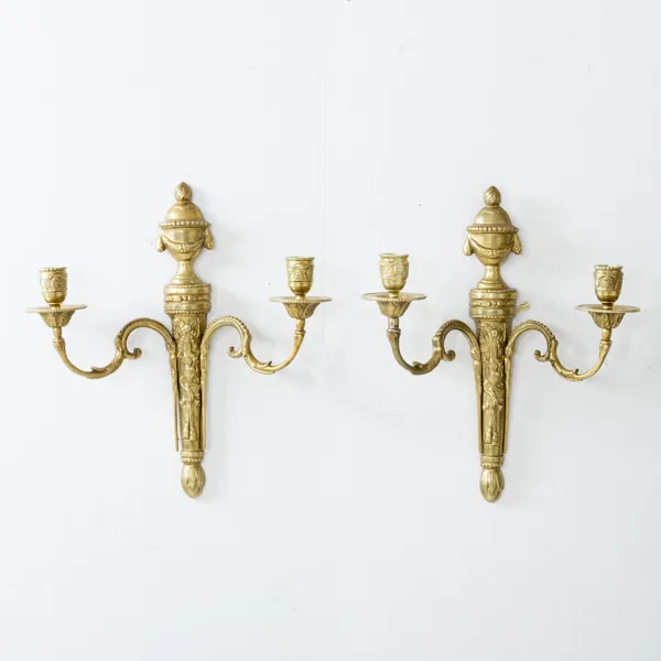 VÄGGLAMPETTER, 1 par, malm, Louis XVI-stil, 1900-tal