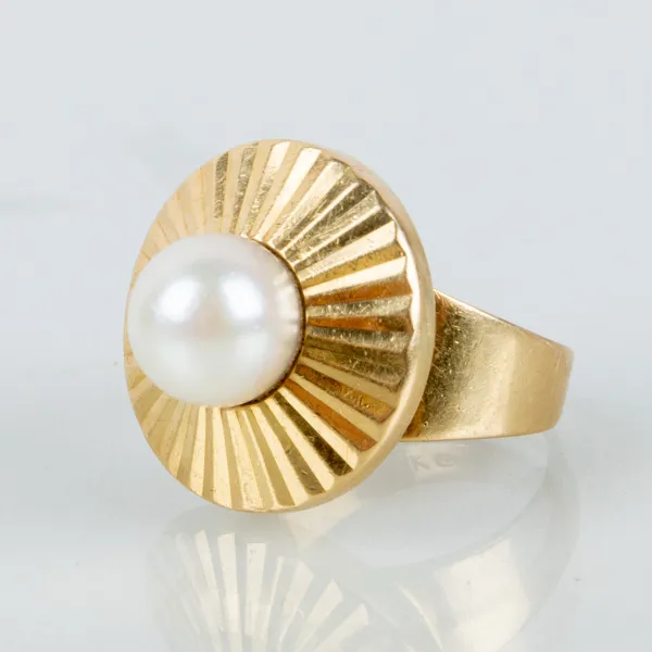 RING, 18k guld, med odlad pärla, 1900-talets andra hälft 