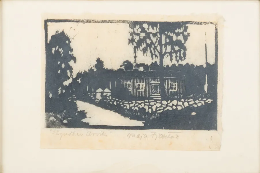 MAJA FJAESTAD (1873-1961), träsnitt, signerad
