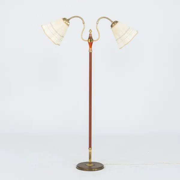 GOLVLAMPA, mässing och lackerad metall, 1930-/40-tal