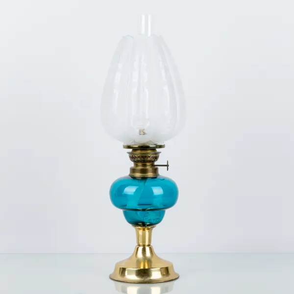 BORDSFOTOGENLAMPA, mässing och glas, 1900-talets första hälft