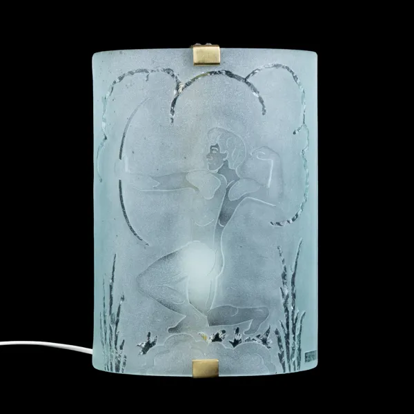 LEO HOLMGREN, vägglampa, glas och mässing, Glössner & Co, Swedish Modern, 1940-tal