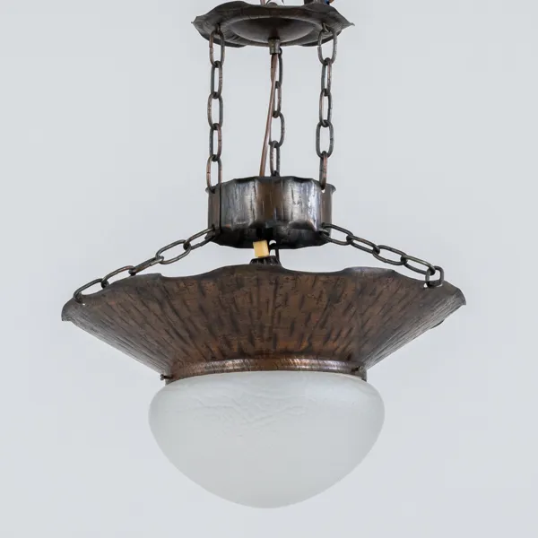 TAKLAMPA, koppar och glas, 1800-talets första hälft
