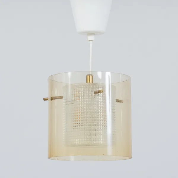 TAKLAMPA, mässing och glas, 1900-talets mitt 