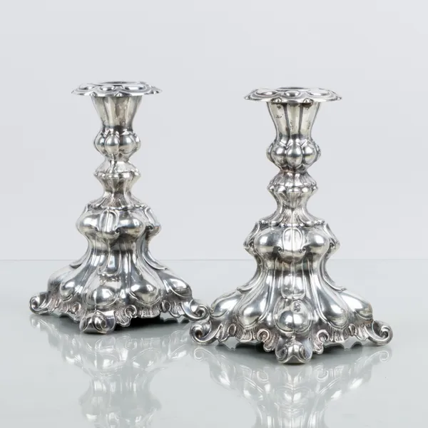LJUSSTAKAR, 1 par, silver, 1900-tal