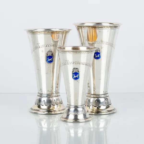 VASER/BÄGARE, 3 st, silver, B Erlandsson 1911