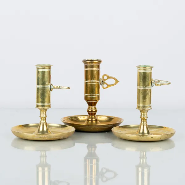 NATTLJUSSTAKAR, 3 st, mässing, 1800-/1900-tal