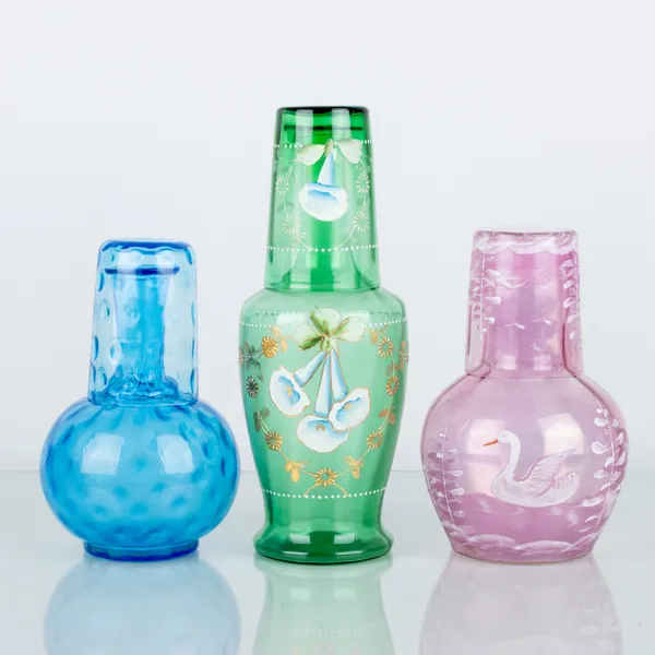 VATTENKARAFFER, 3 st, glas, 1800-/1900-tal