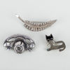 BROSCHER, 3 st, silver, bla sterling, 1900-tal