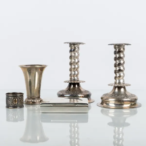 Ej säljbara pga för lågt värde (Avhämtas/skänkas) - SAMLING NYSILVERFÖREMÅL, 5 del, nysilver, 1900-tal