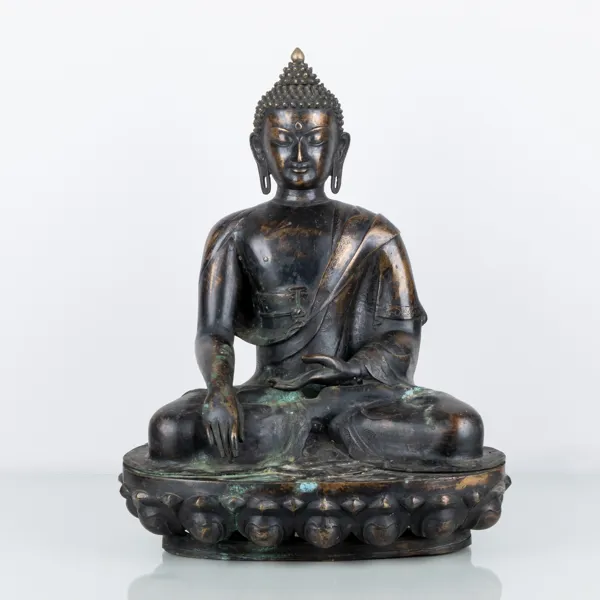 STATYETT, brons, Buddha Shakyamuni, möjligen Tibet, 1800-/1900-tal