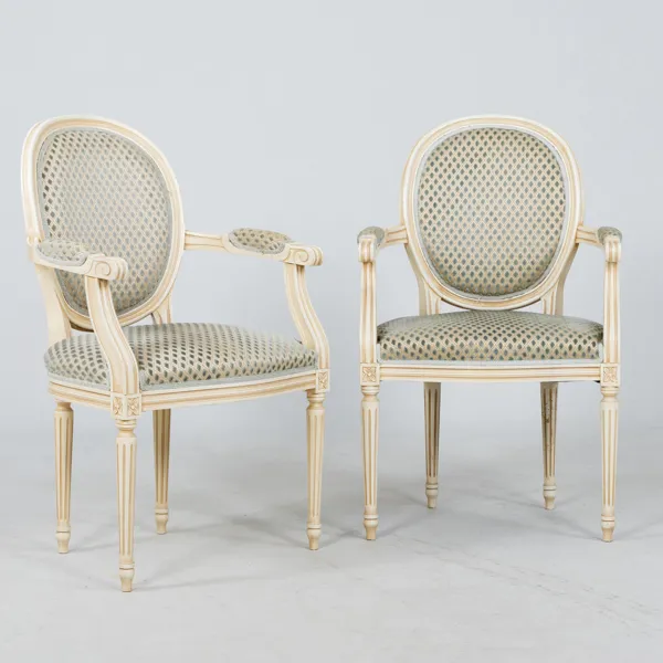 KARMSTOLAR, 1 par, gustaviansk stil, 1900-talets andra hälft