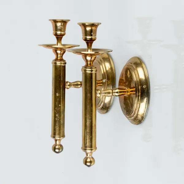 VÄGGLJUSSTKAR, 1 par, mässing, 1900-tal