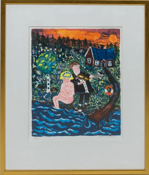 SVEN LIDBERG (1929-2009), handkolorerat färglitografi, provtryck