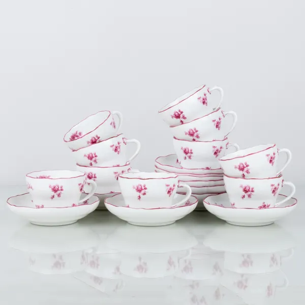 KAFFEKOPPAR MED FAT, 10 st, porslin, Rörstrand, 1900-talets första hälft
