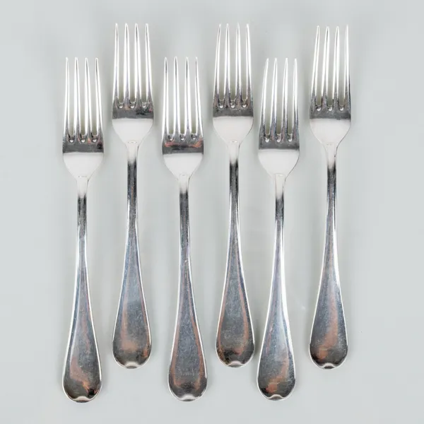 BORDSGAFFLAR, 6 st, silver, GAB 1943