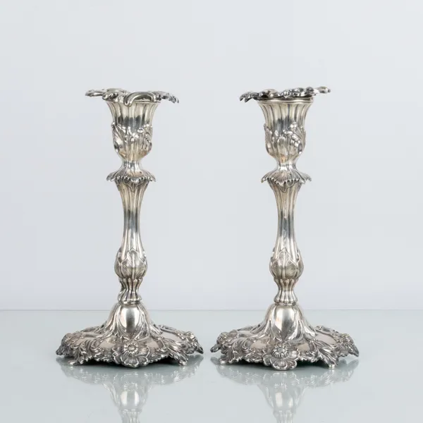 LJUSSTAKAR, 1 par, silver, Gustaf Möllenborg Feron, Stockholm 1871