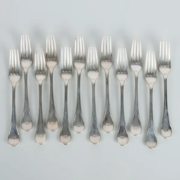 BORDSSKEDAR, 12 st, silver, svenska stämplar AA, Stockholm bla 1876
