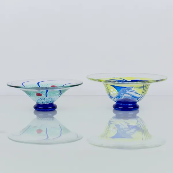 ÅSA BRANDT, 2 st, skålar, glas, Torshälla, signerade