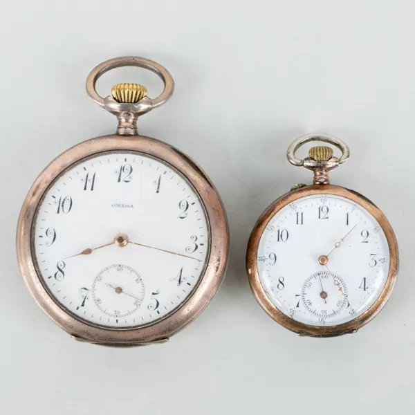 FICKUR, 2 st, silver, bla Omega Grand Prix Paris 1900, 1900-talets första hälft