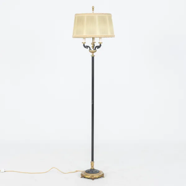 GOLVLAMPA, metall och mässing, 1930-/40-tal