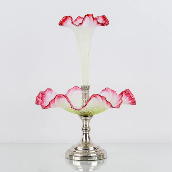 BORDSUPPSATS, glas och metall, 1800-/1900-tal