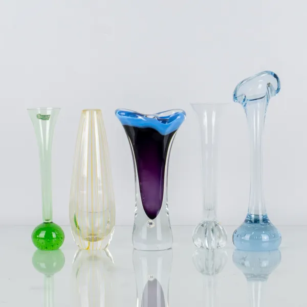 VASER, 5 st, glas, bla Reijmyre och Björkshult, 1900-talets mitt