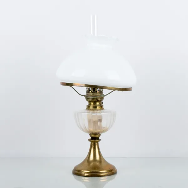 BORDSFOTOGENLAMPA, mässing och glas, 1900-talets första hälft