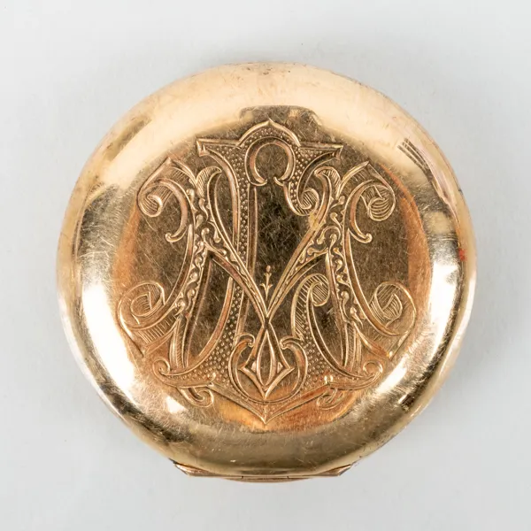 FICKURSBOETT, 14k guld, med monogram MA