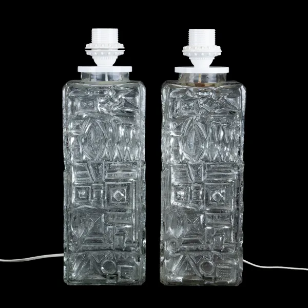 BORDSLAMPSFÖTTER, 1 par, glas, Henrik Blomqvist, Stilarmatur, Tranås 1960-/70-tal