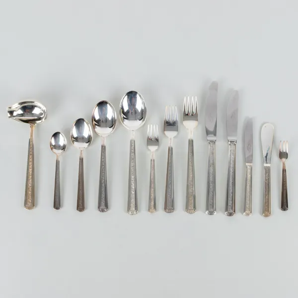 BESTICKUPPSÄTTNING, 105 del, nysilver, 1900-talets mitt, för 6 pers