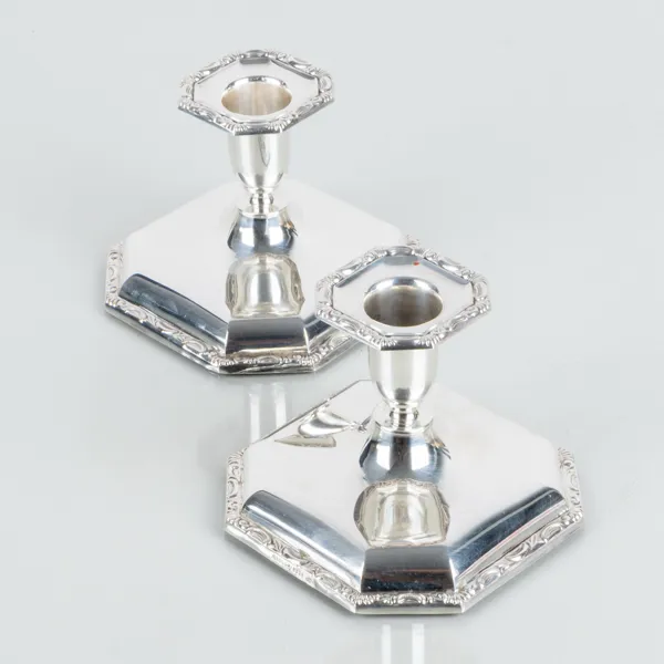 LJUSSTAKAR, 1 par, silver, 1900-talets andra hälft