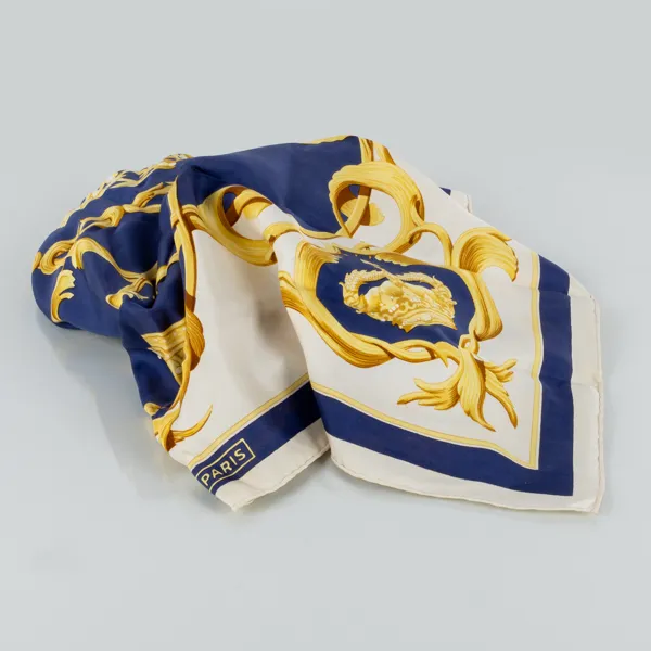 HERMÈS, scarf, siden, "Crowns/Couronnes", design av Julia Abadie 1969