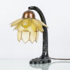 BORDSLAMPA, patinerad metall, kupa av snäckskal, 1900-talets första hälft