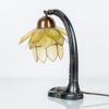 BORDSLAMPA, patinerad metall, kupa av snäckskal, 1900-talets första hälft