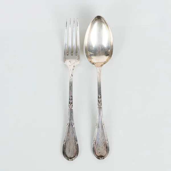 GAFFEL SAMT SKED, silver, "Rosen", CG Hallberg, Stockholm 1911