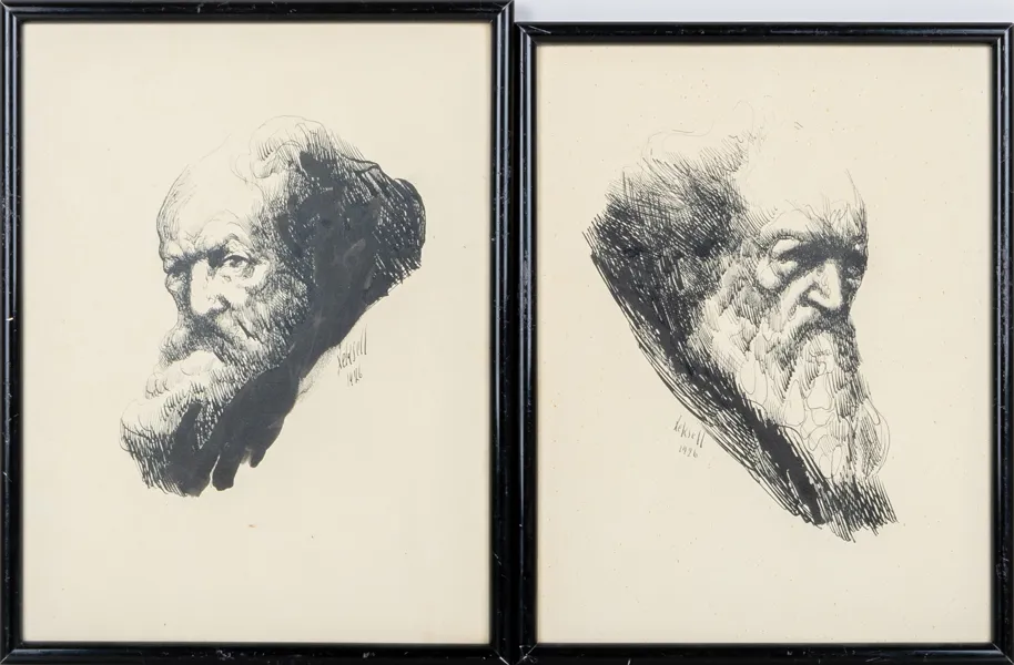 JOHAN LEKSELL (1874-1932), 2 st tuschteckningar, signerade och daterade