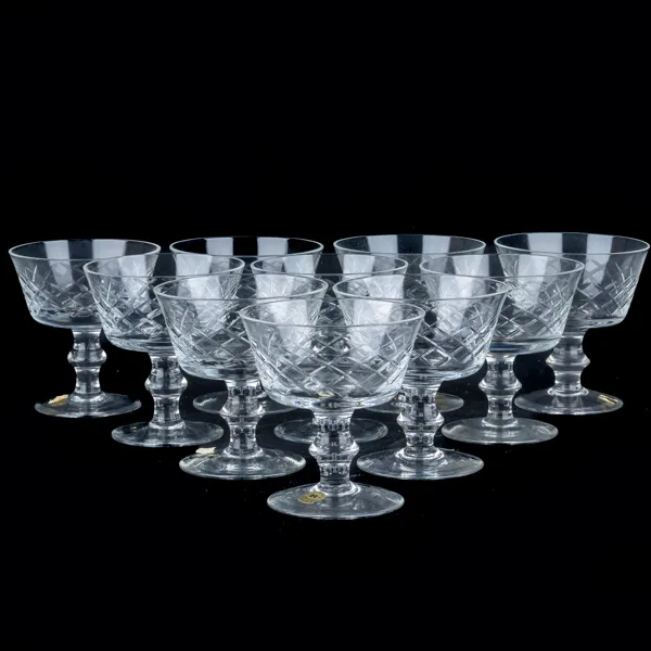 COUPESKÅLAR, 10 st, glas, Reijmyre glasbruk, 1900-talets mitt
