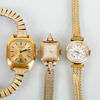 DAMARMBANDSUR, 3 st, Omega, Certina och Moretime, guld på stål, 1900-talets andra hälft
