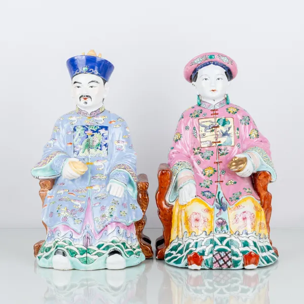 FIGURER, 1 par, porslin, Kina, 1900-tal, större modell