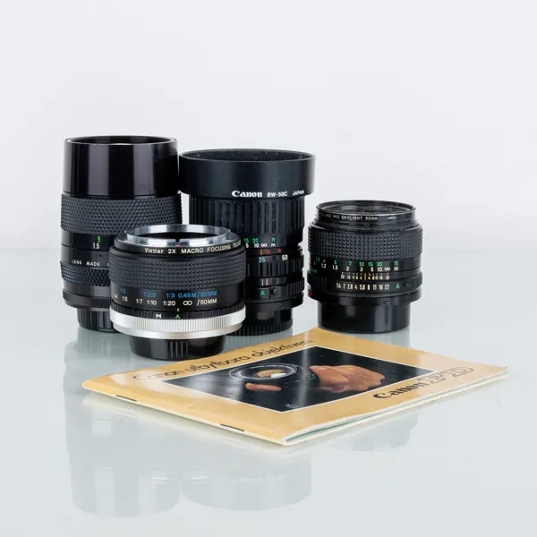 OBJEKTIV, 3 st, Canon FD 50 mm 1:1,4, Canon FD 35-70 mm 1:3,5-4,5 samt Expert 135 mm 1:2,8